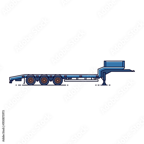 Minimalist Blue Flatbed Trailer Transportation Vehicle Icon