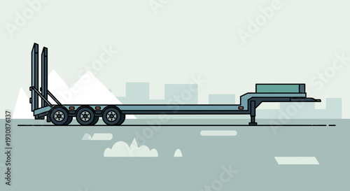 Minimalist Flatbed Trailer Illustration For Logistics Industry Projects