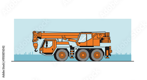 Mobile Construction Crane Vehicle Illustration For Heavy Duty Work