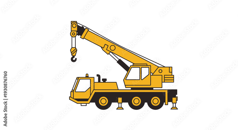 Fototapeta premium Mobile Crane Lifting Equipment Vector Illustration Construction Machine