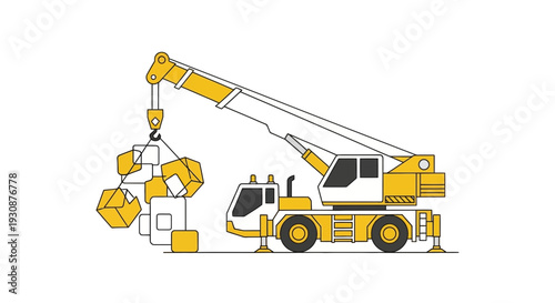 Mobile Crane Lifting Heavy Construction Materials For Building Projects