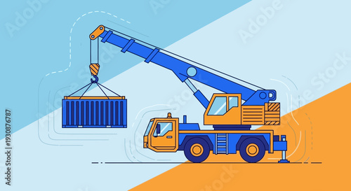 Mobile Crane Lifting Shipping Container Construction Industry Logistics