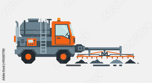 Modern Agricultural Sprayer Truck Application Graphic Illustration