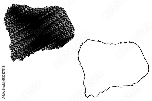 Oshima island (Japan, East Asia, Japanese archipelago, Hokkaido) map vector illustration, scribble sketch Matsumae Oshima map