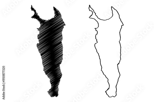 Rebun island (Japan, East Asia, Japanese archipelago) map vector illustration, scribble sketch Rebun map