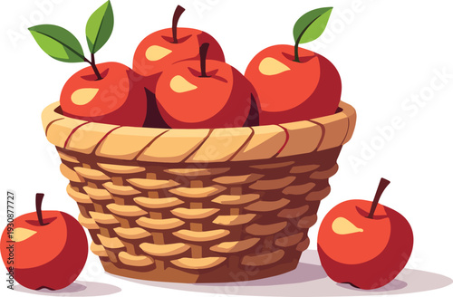 cesto di mele pomodori rosso rissi vettoriale frutta e verdura vimini