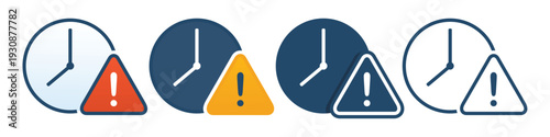 Urgent Time Alert Icon. Clock with Exclamation Mark Sign. Vector Illustration
