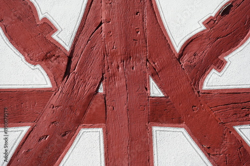 Detail einer mittelalterlichen Fachwerkhausfassade in Limburg