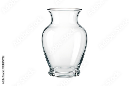 Elegant clear glass vase with a slender neck isolated on transparent background