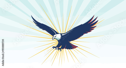 Majestic Eagle Ascending With Radiant Background Symbolizing Freedom And Power
