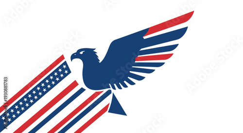 Majestic Eagle Soaring On American Flag Inspired Wings Abstract Design