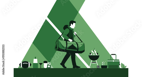 Man Carrying Duffel Bag For Tailgate Party Preparations