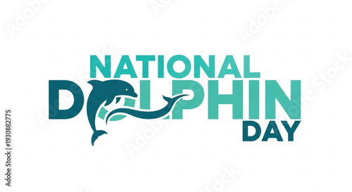 National dolphin day logo with dolphin and text