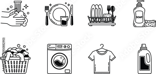 Household Chores Icons Cleanliness Routine Services