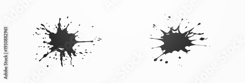 Blot, splash of black ink, spilled paint on a white background, vector, png. Drops of ink fell on the surface.