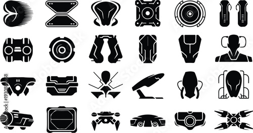 Set of 20 sci-fi icons vector