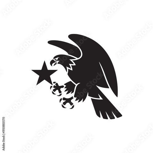 Black eagle silhouette with star bird