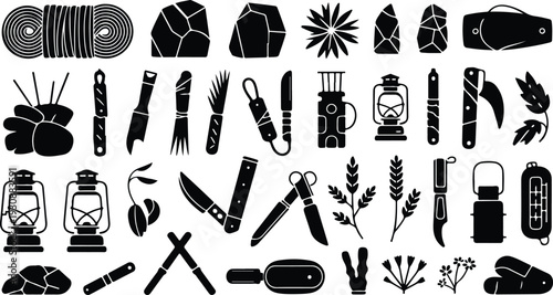 Set of 40 camping icons vector