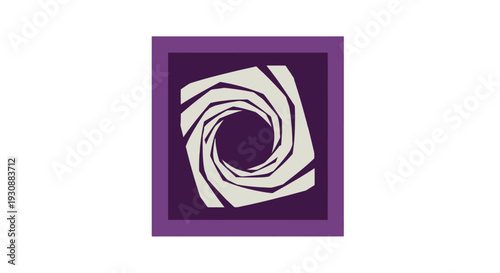 Abstract spiral design element on purple background illustration viewed from directly above
