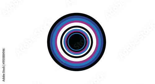 Concentric circles illustration showcasing geometric pattern and vibrant colors in a circular design from a direct viewpoint