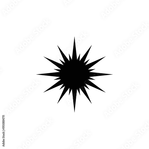 Black spiky starburst silhouette on white background.