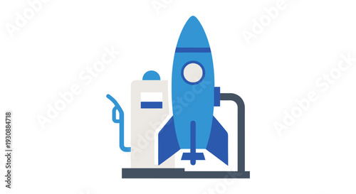 Rocket being fueled at launchpad, preparation for liftoff, technology in action, industrial scene, close-up view