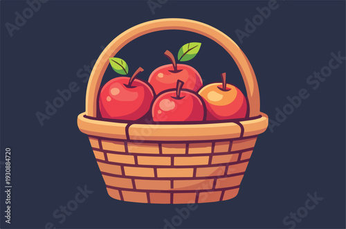 cesto di mele pomodori rosso rissi vettoriale frutta e verdura vimini