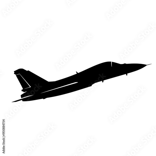 Silhouette of a modern military jet fighter aircraft in flight over open sky.