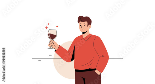 Man Enjoying A Glass Of Wine A Celebratory Moment
