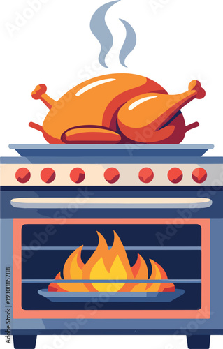 tacchino pollo al forno cotto da cuocere  vettoriale 