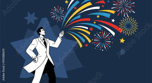 Man Ignites Vibrant Fireworks Celebration Display