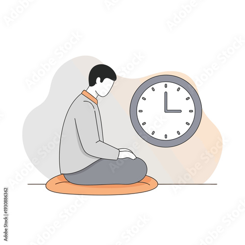 Man In Prayer At Specific Time Of Day Representing Spiritual Devotion