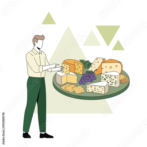 Man Presenting Artisanal Cheese Selection For Gastronomic Delight