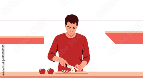 Man Preparing Fresh Apples For Healthy Eating And Culinary Uses