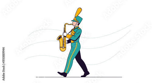 Marching Band Saxophonist Performing Musical Melody Outdoors