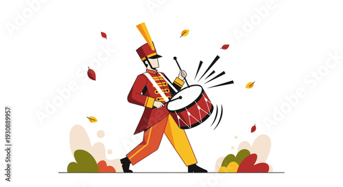 Marching Band Drummer Boy Festive Parade Performance