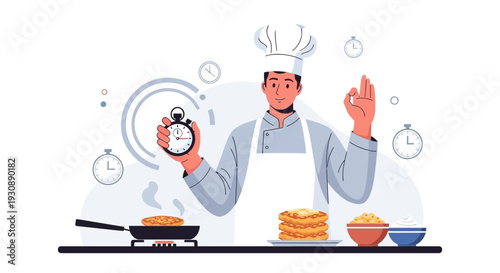 Mastering Culinary Timing Chef Demonstrates Perfect Pancake Preparation Skillfully