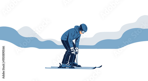 Minimalist Snowboarder Preparing For Descent Abstract Mountain Background