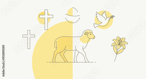 Minimalist Symbols of Faith and Hope Displayed With Vibrant Color Palette