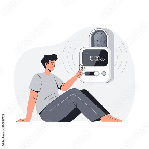 Monitoring Sound Levels and Digital Decibels Demonstrating Acoustic Measurement Control