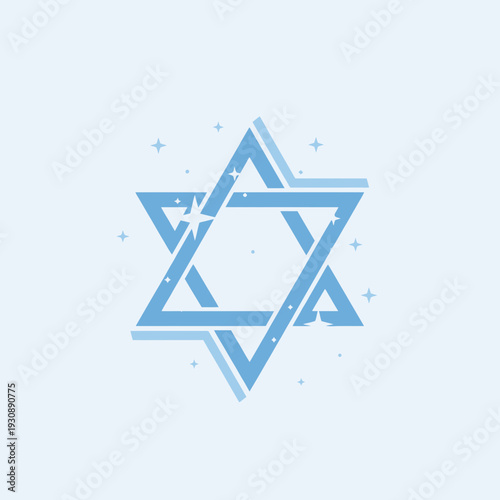 Modern Geometric Star Of David Symbol With Subtle Sparkle Effect