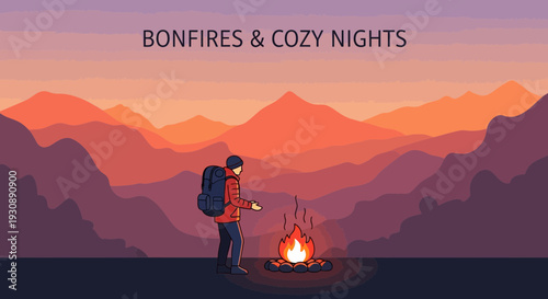 Mountain Vista Bonfire Serenity Tranquil Camping Experience