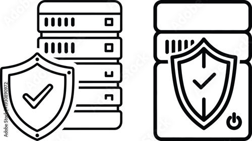 Secure data storage and protection icons