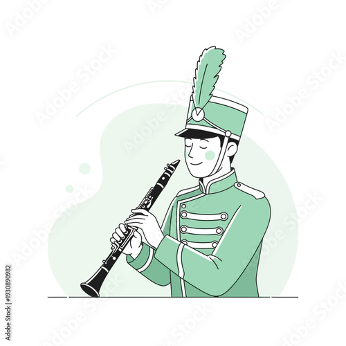 Musician In Uniform Playing Clarinet Festive Performance Artistry