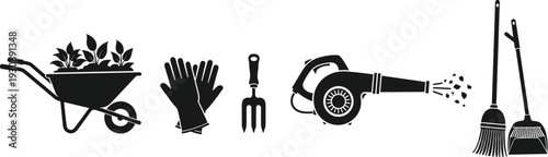 Gardening Tools Collection Yard Cleanup Equipment
