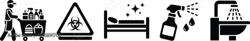 Cleaning Service Icons Sanitation Maintenance Hygiene Hospital Hotel