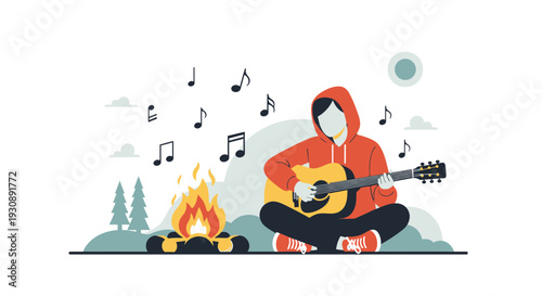 Outdoor Serenade Around a Campfire