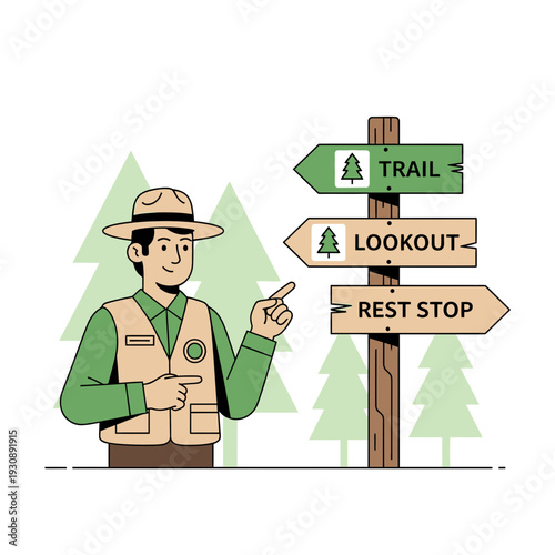 Park Ranger Directs Visitors To Scenic Trails And Amenities