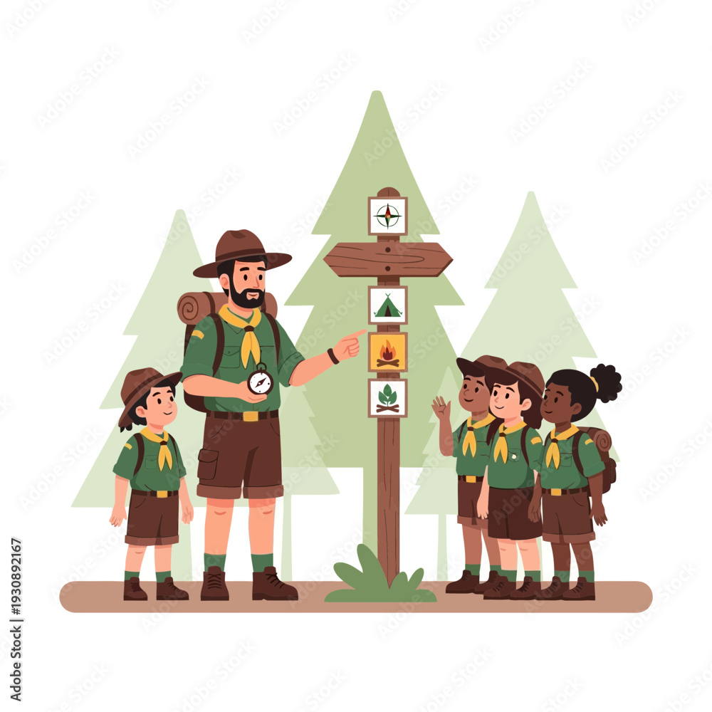Fototapeta premium Outdoor Adventure Learning For Young Explorers And Their Guide