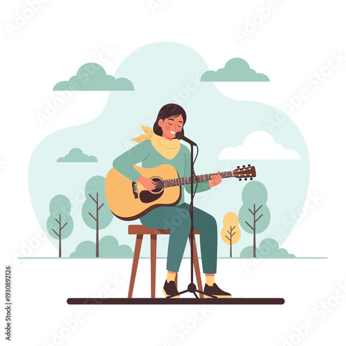 Outdoor Acoustic Performance Serenade Under Gentle Clouds